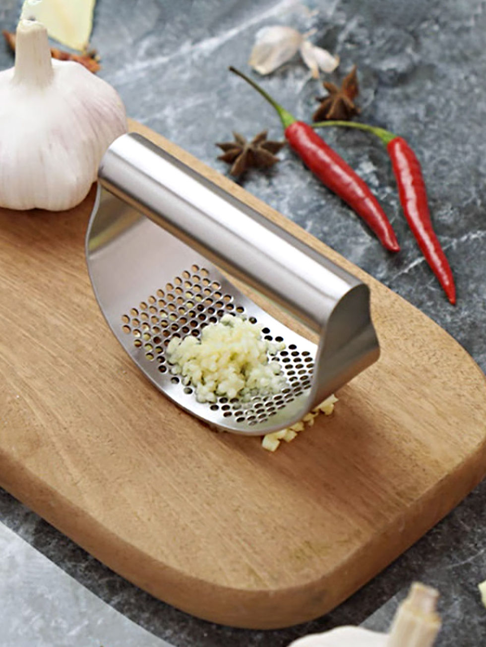 Thumbnail: WORTHBUY Manuelle Edelstahl Knoblauch Fleischwolf Knoblauch Brecher Presse für 