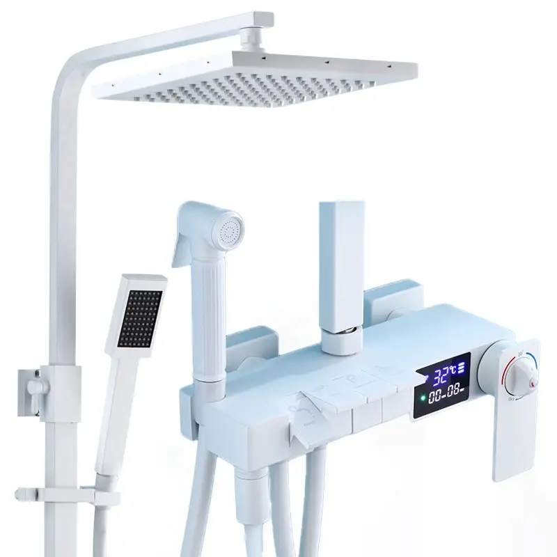 Miniaturbild: Digitales Badezimmer-Dusch set aus gebürstetem Gold für 12-Zoll-Regenduschkopf 