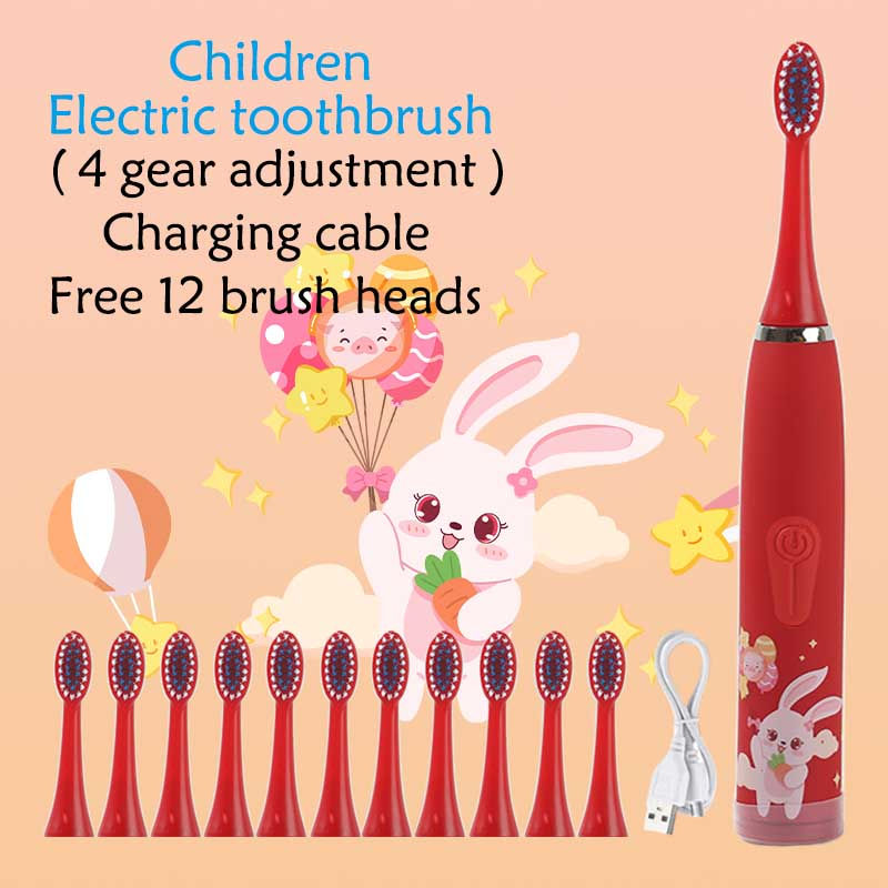 Thumbnail: Kinder elektrische Zahnbürste Cartoon Kinder mit Ersatz kopf Ultraschall ipx7 w