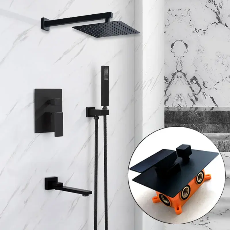 Miniaturbild: Verdecktes Dusch set aus gebürstetem Gold Badezimmer versteckt 3-Wege-Wasserhah