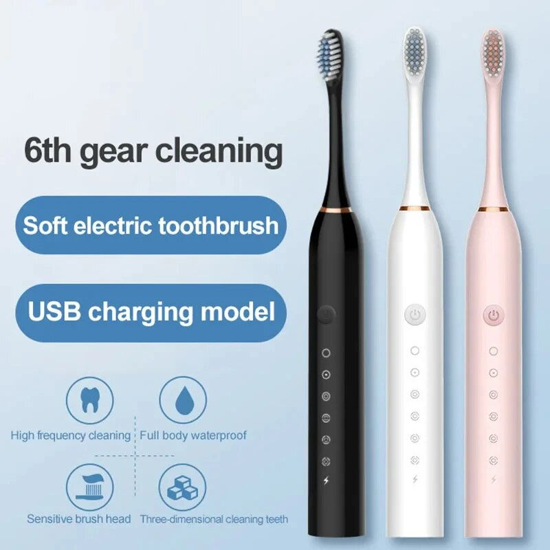 Thumbnail: Elektrische Ultraschall zahnbürste Sechs-Gang-Modus nach Hause weiches Haar USB