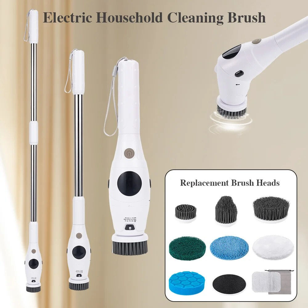 8 in 1 Haushalt elektrische Reinigungs bürste Power Spin Scrub ber LCD-Bildschi