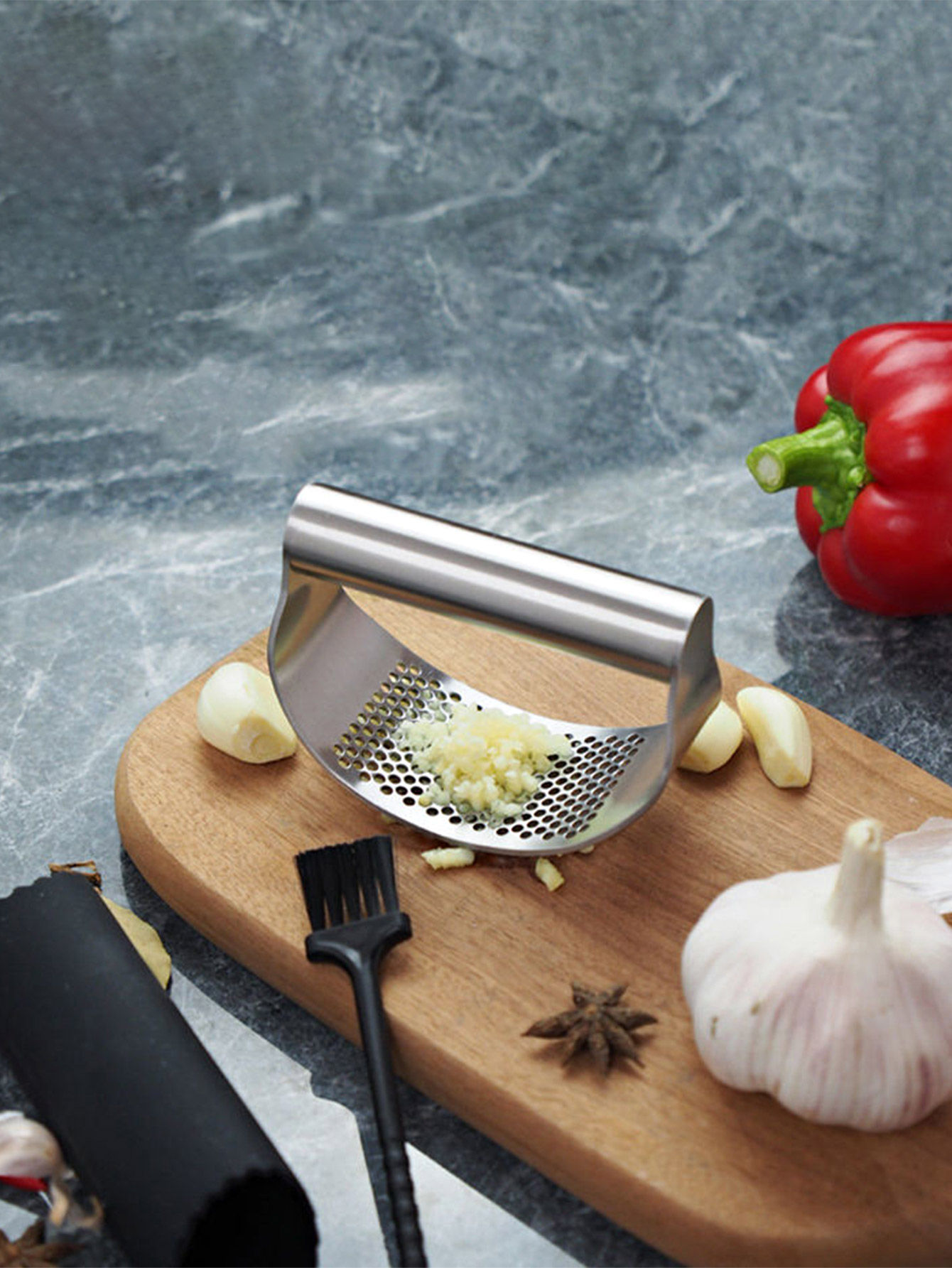 WORTHBUY Manuelle Edelstahl Knoblauch Fleischwolf Knoblauch Brecher Presse für 