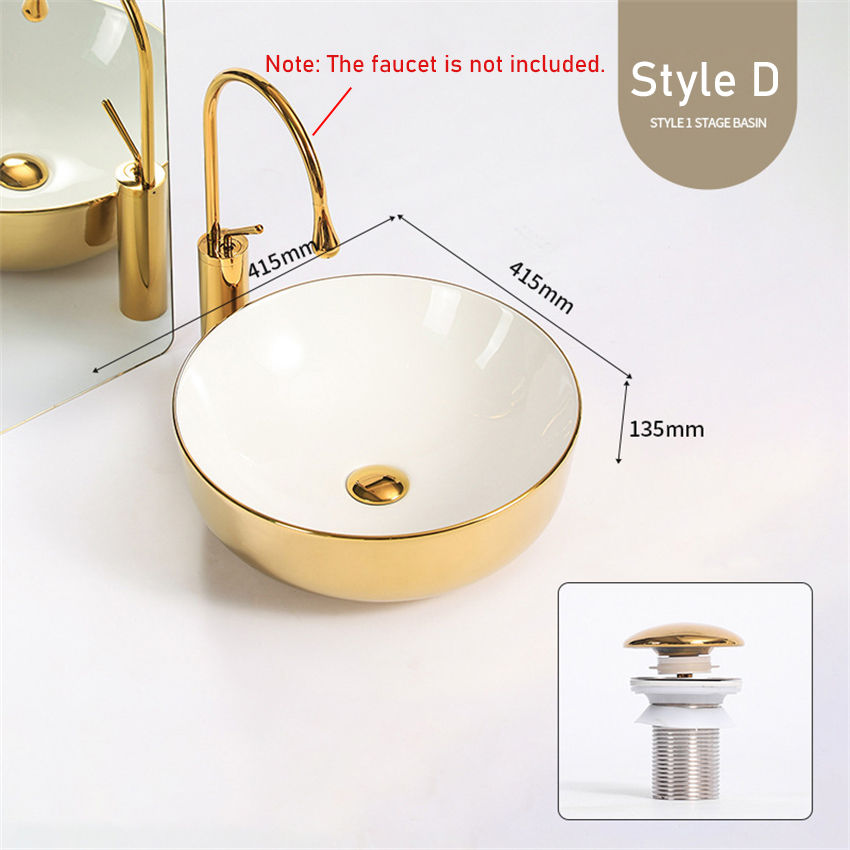 Thumbnail: Modernes minimalist isches goldenes Keramik-Tisch waschbecken Haushalts waschbe