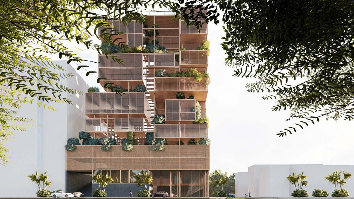 Modern green building at Overtown Concept Tower