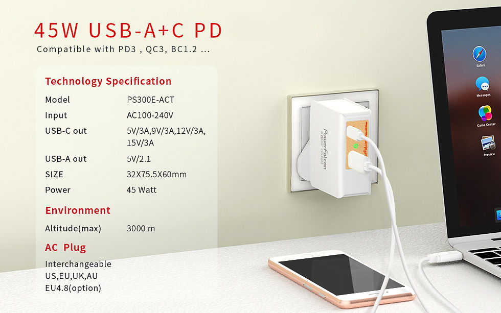 Thumbnail: 45W+ USB-C PD Charger  USB-C+A<interchangeable>