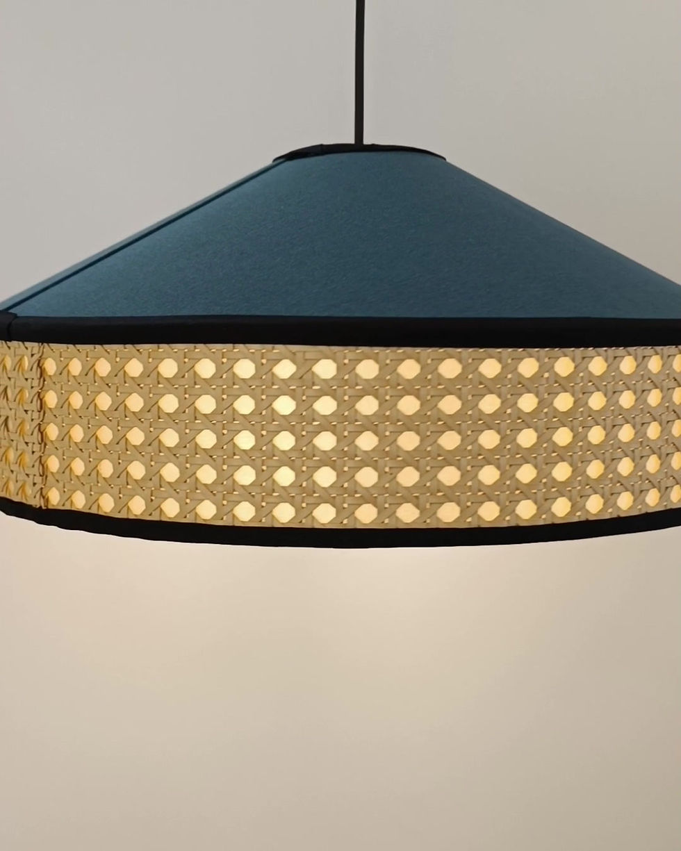 Thumbnail: Viennese Braid & Linen Pendant Lamp, Handmade Lamp shade.