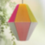 Gold-striped pendant light, handmade lampshade