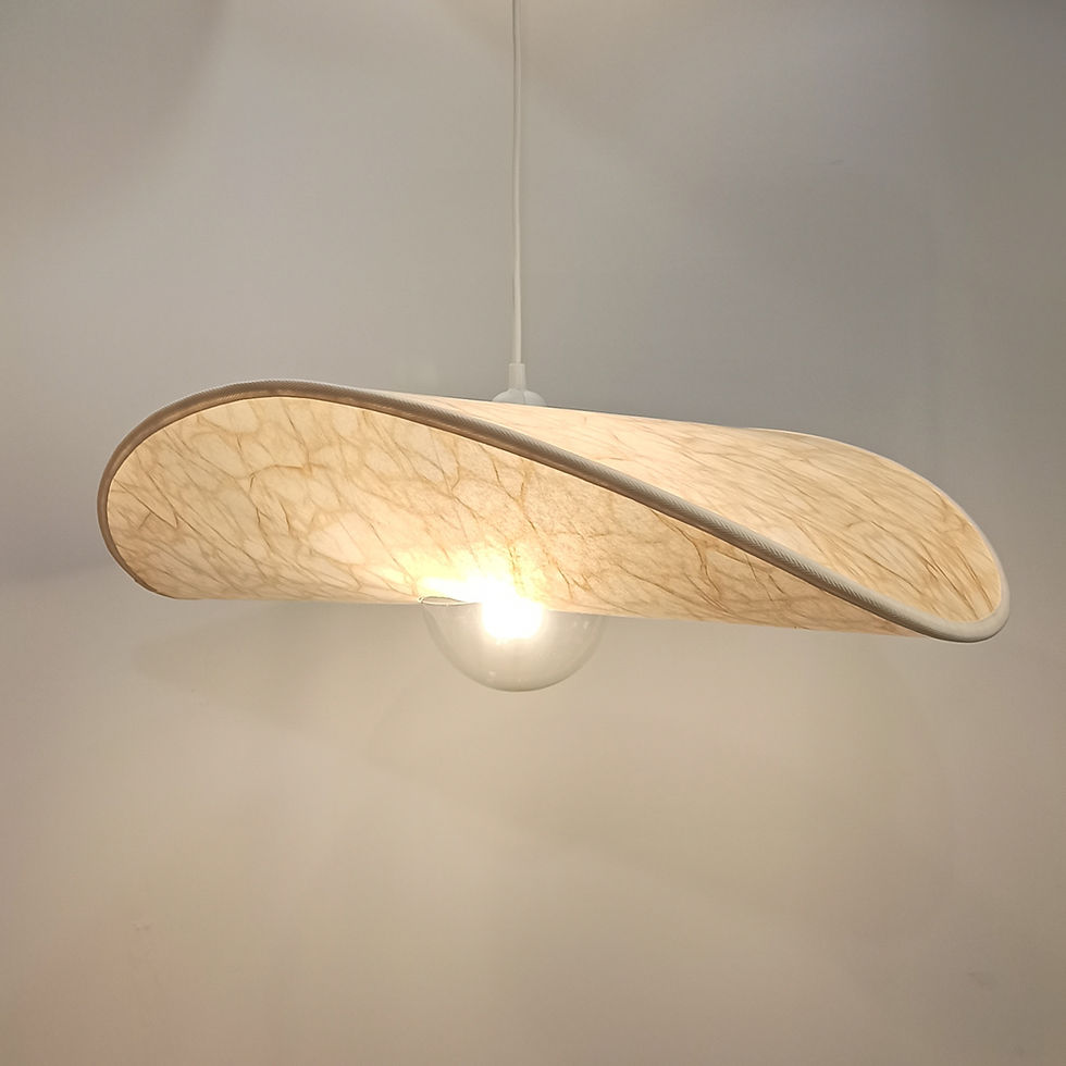 Thumbnail: Elegant handmade lampshade, curved design, warm light