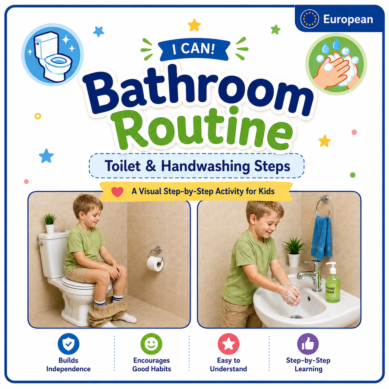 Potty Training & Bathroom Routine – Visual Flashcards Activity Pack