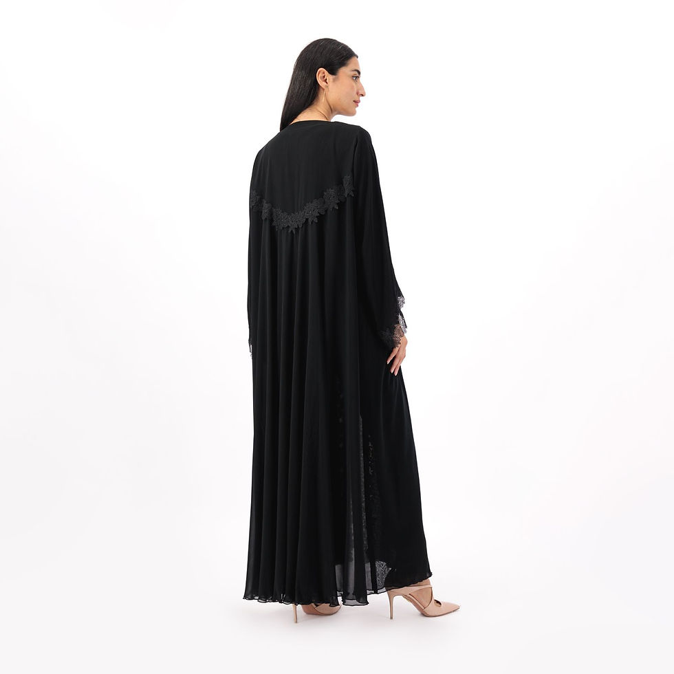 Thumbnail: Floral Lace Cut Abaya