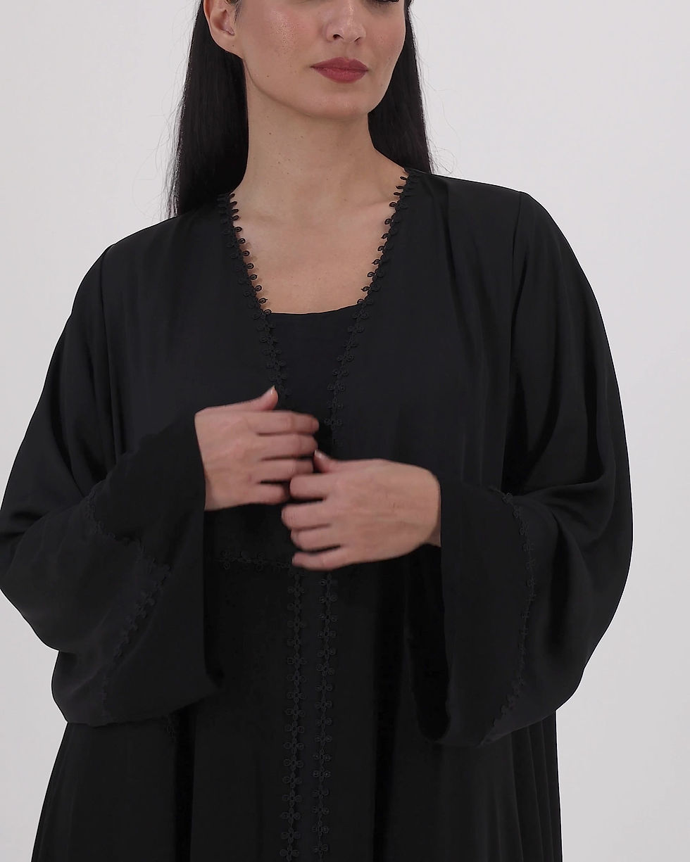 Thumbnail: Two-Tone Embroidered Abaya