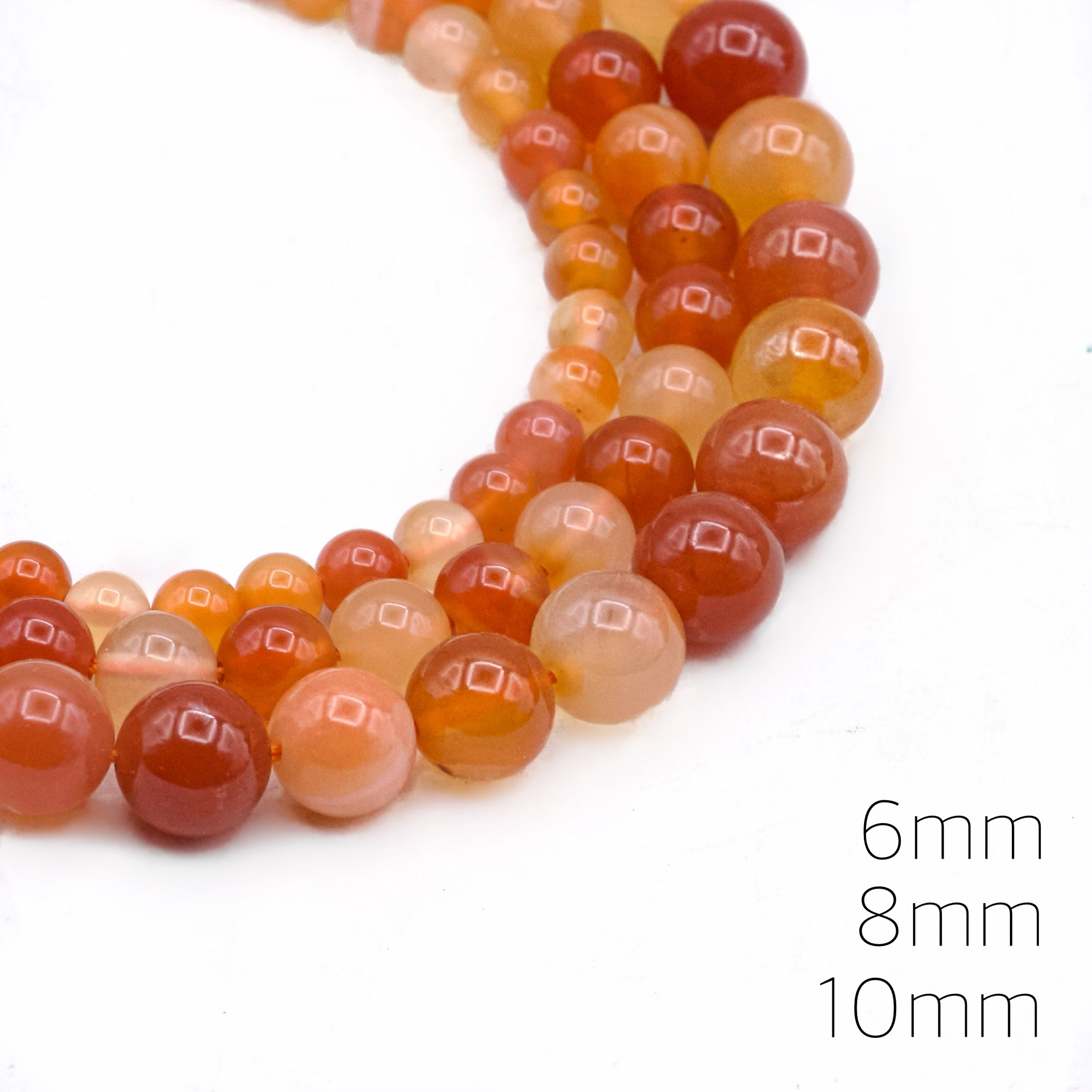 Carnelian bead strand - 2pc