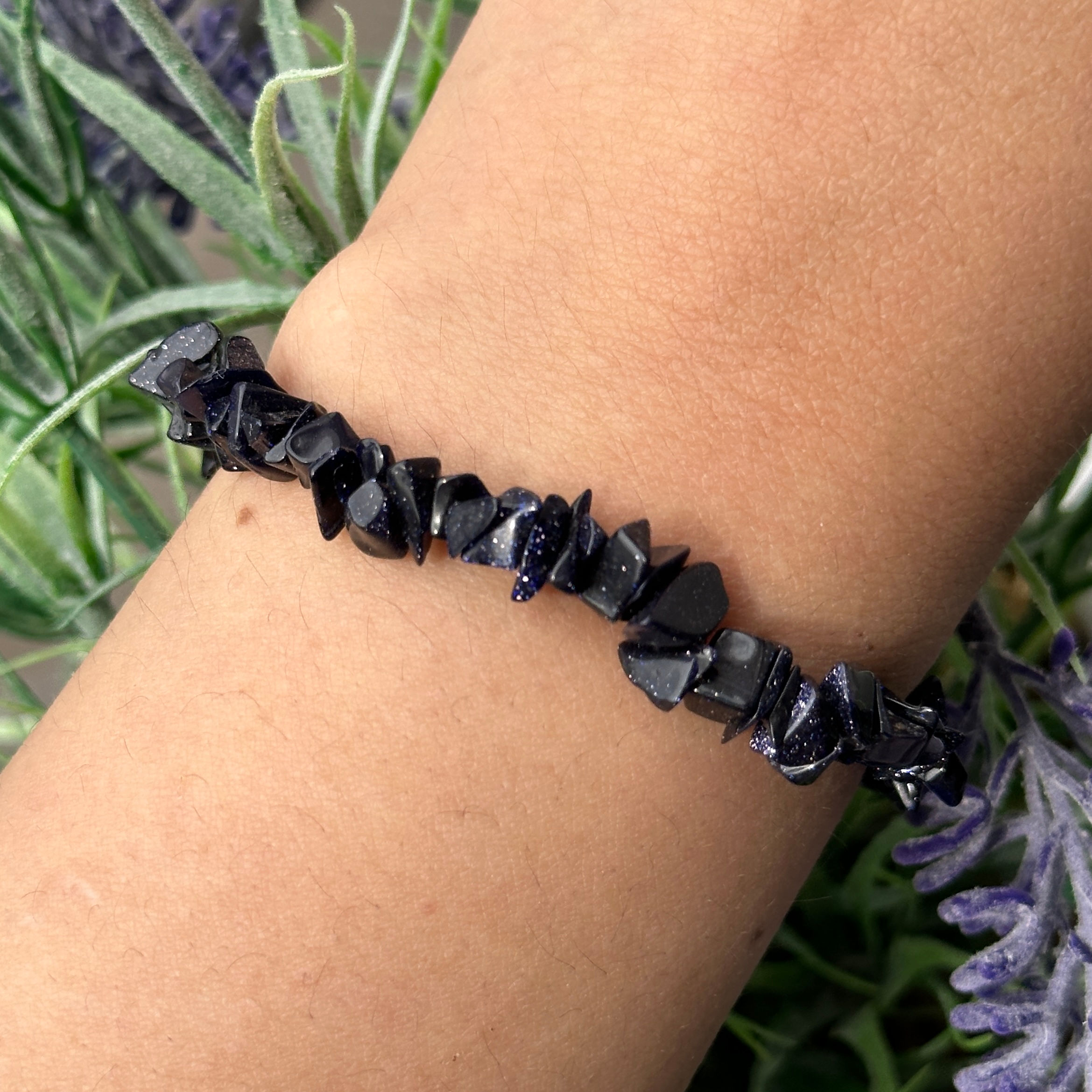 Blue Goldstone Chip Bracelet