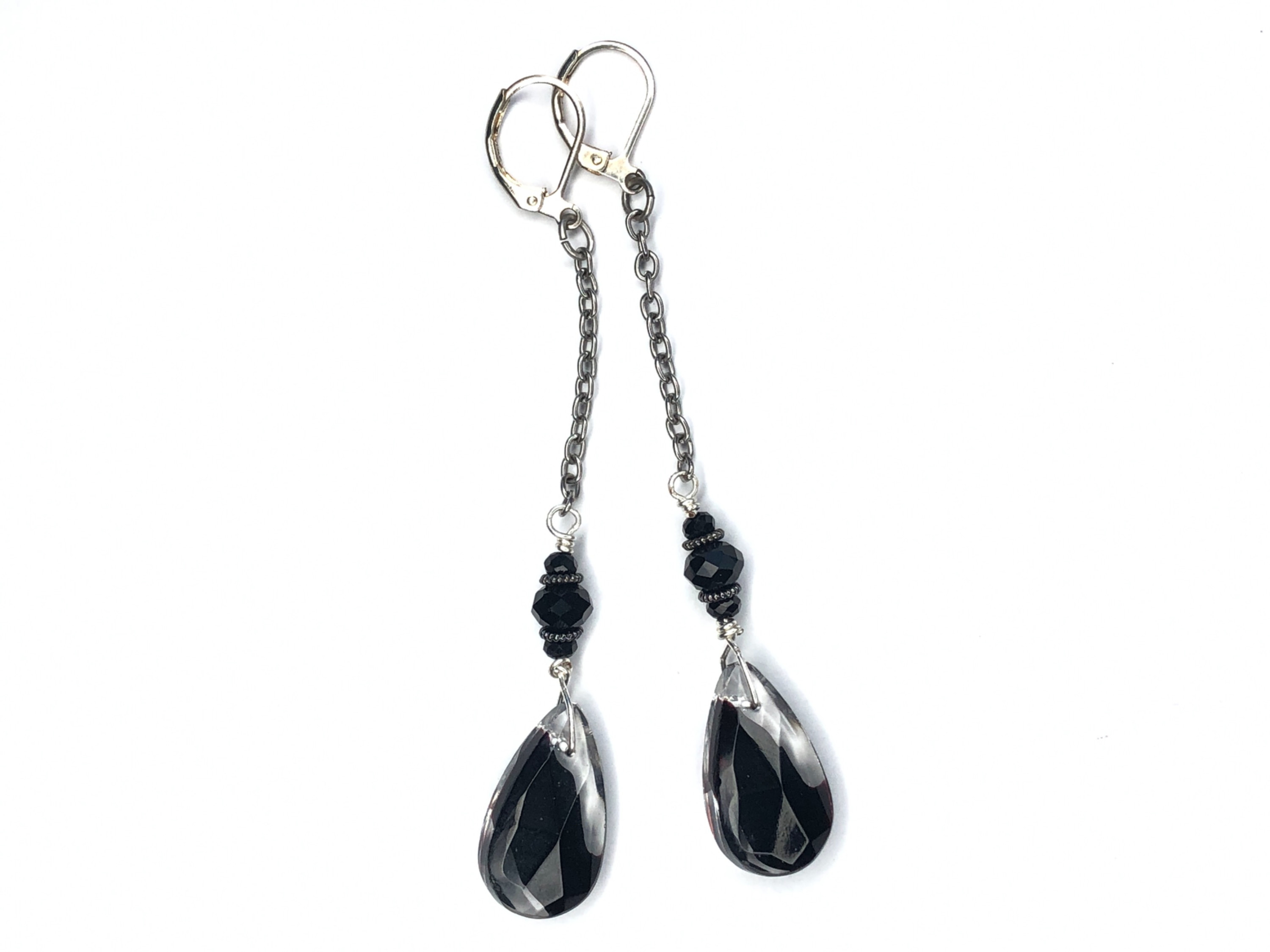 Black Faceted Teardrops