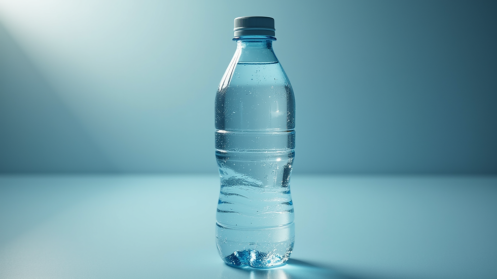 Close-up view of a clear water bottle filled with LVLUP Water
