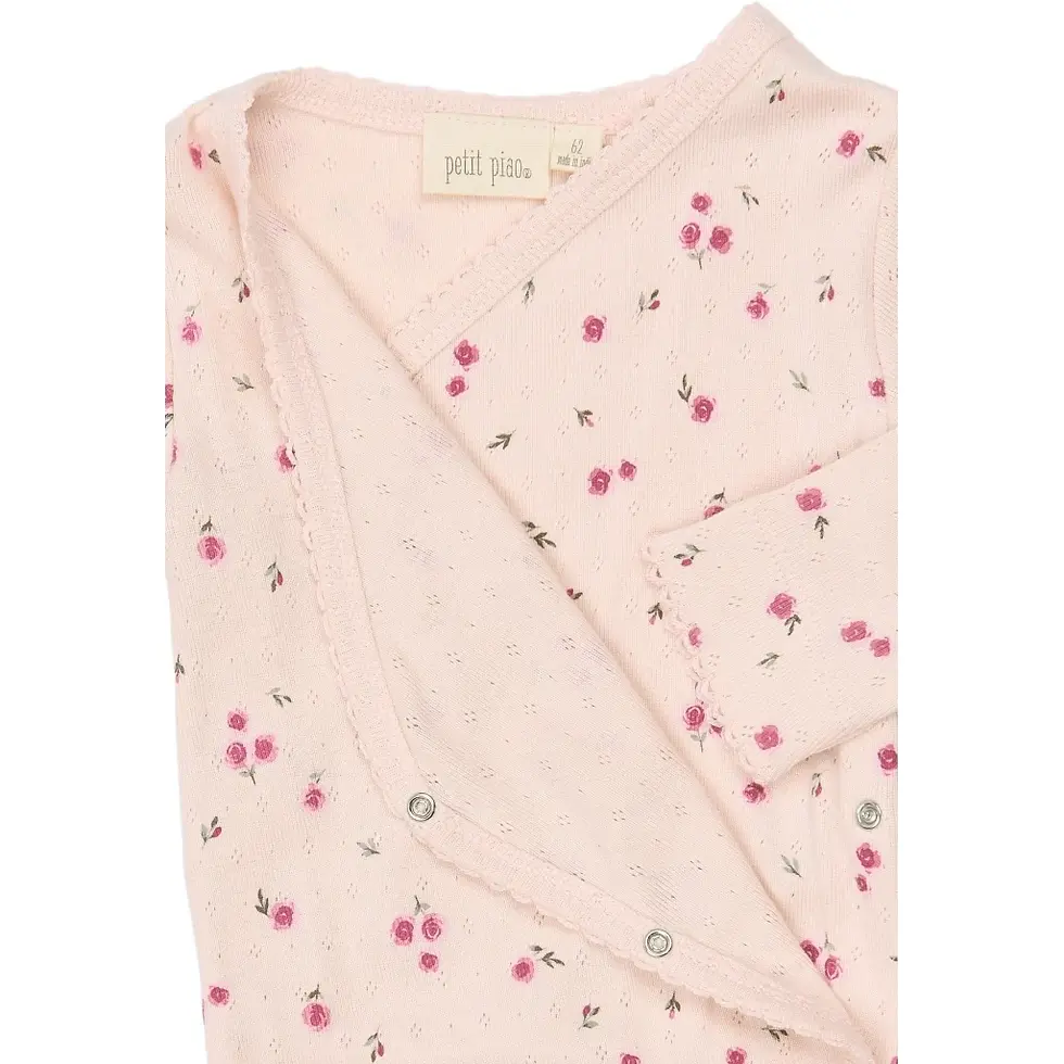 Thumbnail: Petit Piao Rosehip Print Pointelle Long Sleeve Body