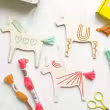 Wooden Dala Horses Embroidery Kit