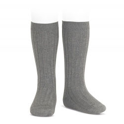 Condor Grey Knee High Cotton Rib Socks