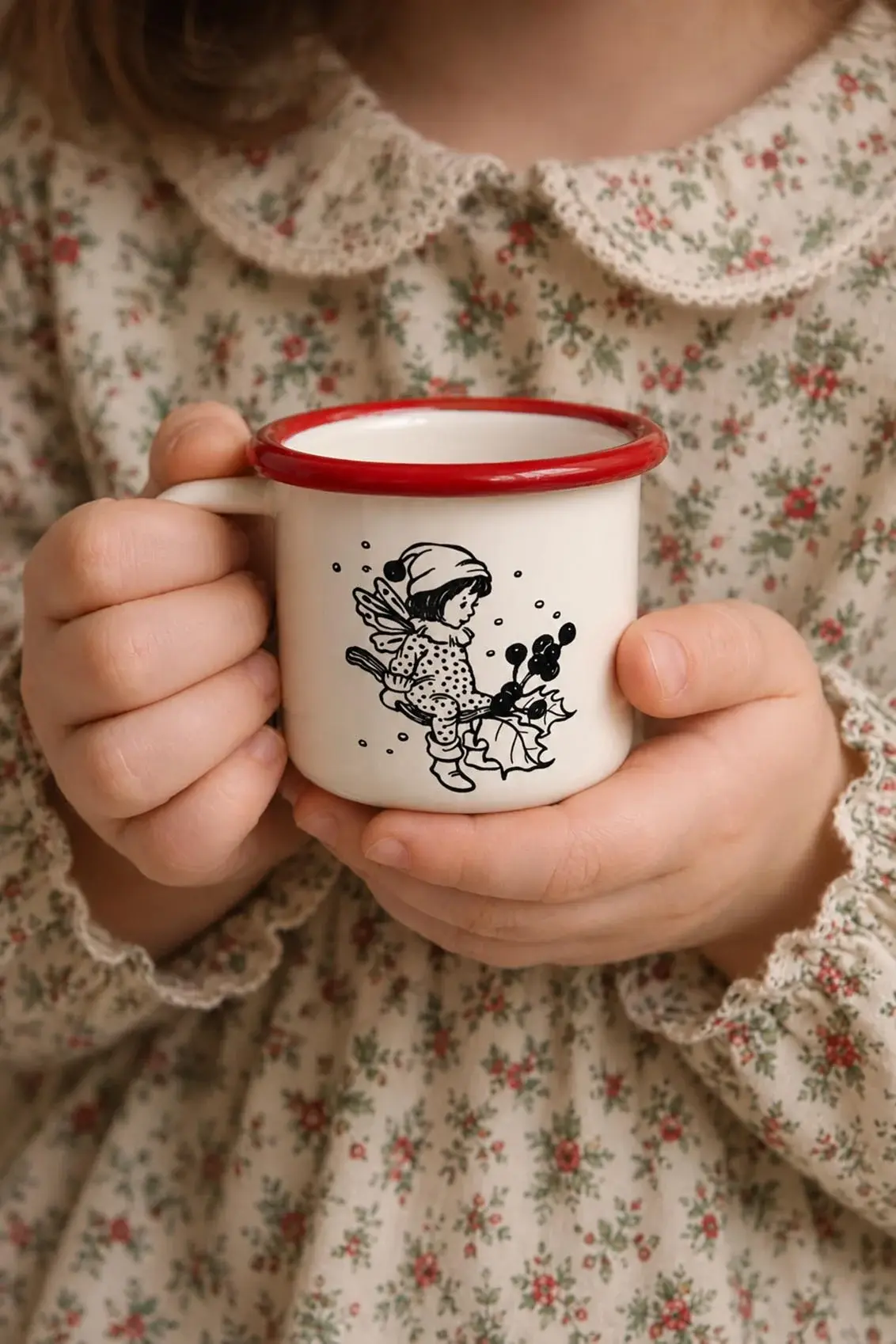 Holly Pixie Enamel Mug