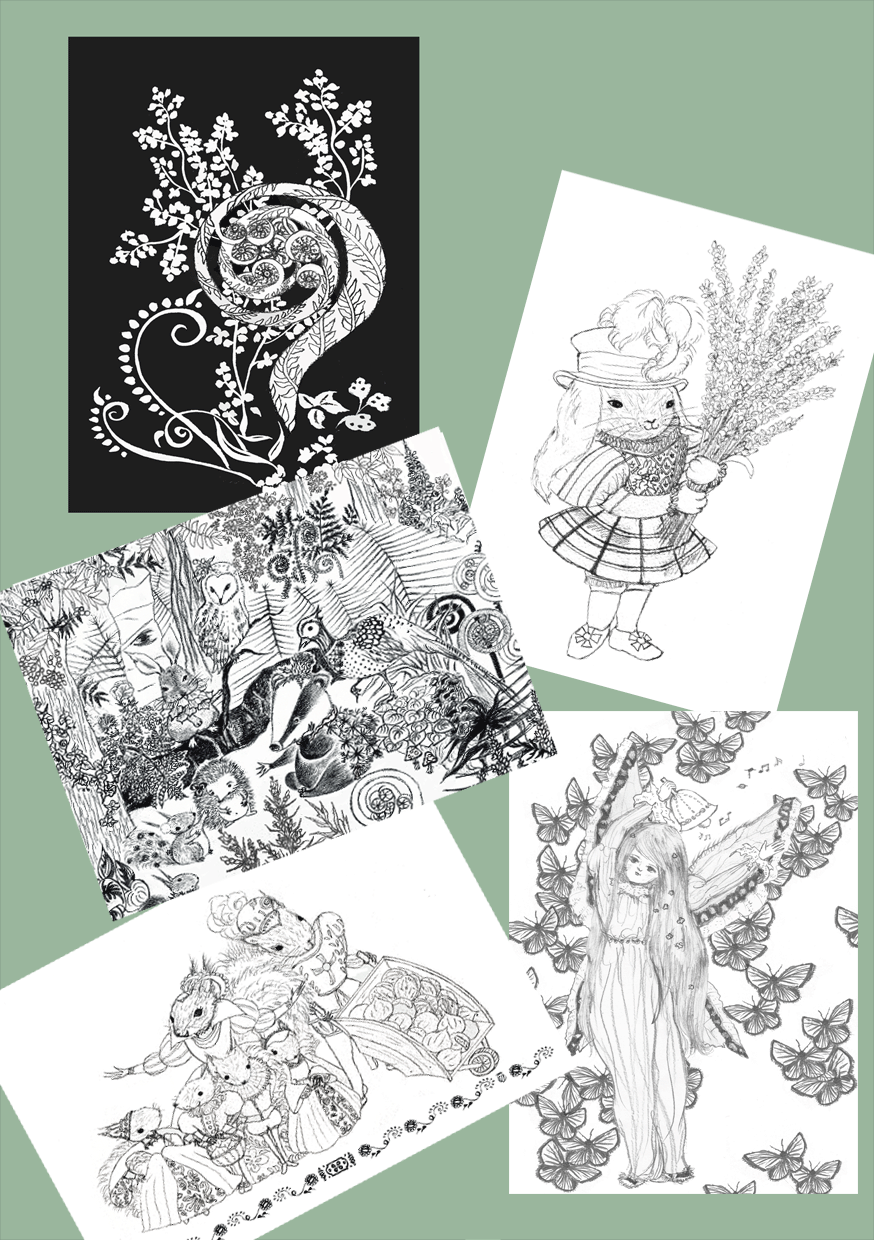 Colouring in postcarts/Sheets. Woodland animal theme