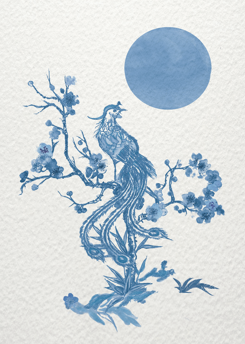 Phoenix on a cherry tree