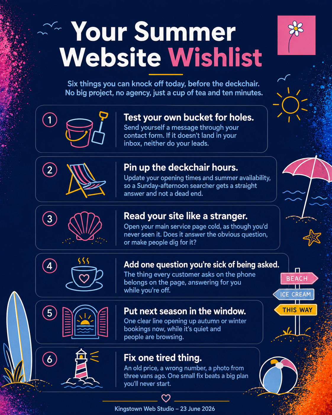 Summer Website Wish List - six quick things to do before the deckchair