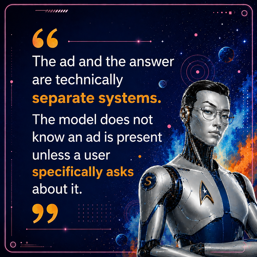 Spex, a silver android analyst, explains that ChatGPT ads and AI answers are separate systems in UK advertising guidance.