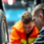 PT Tyres technicians inspecting a car wheel, promoting smart tyre options tailored for city driving, EVs, and work mileage.