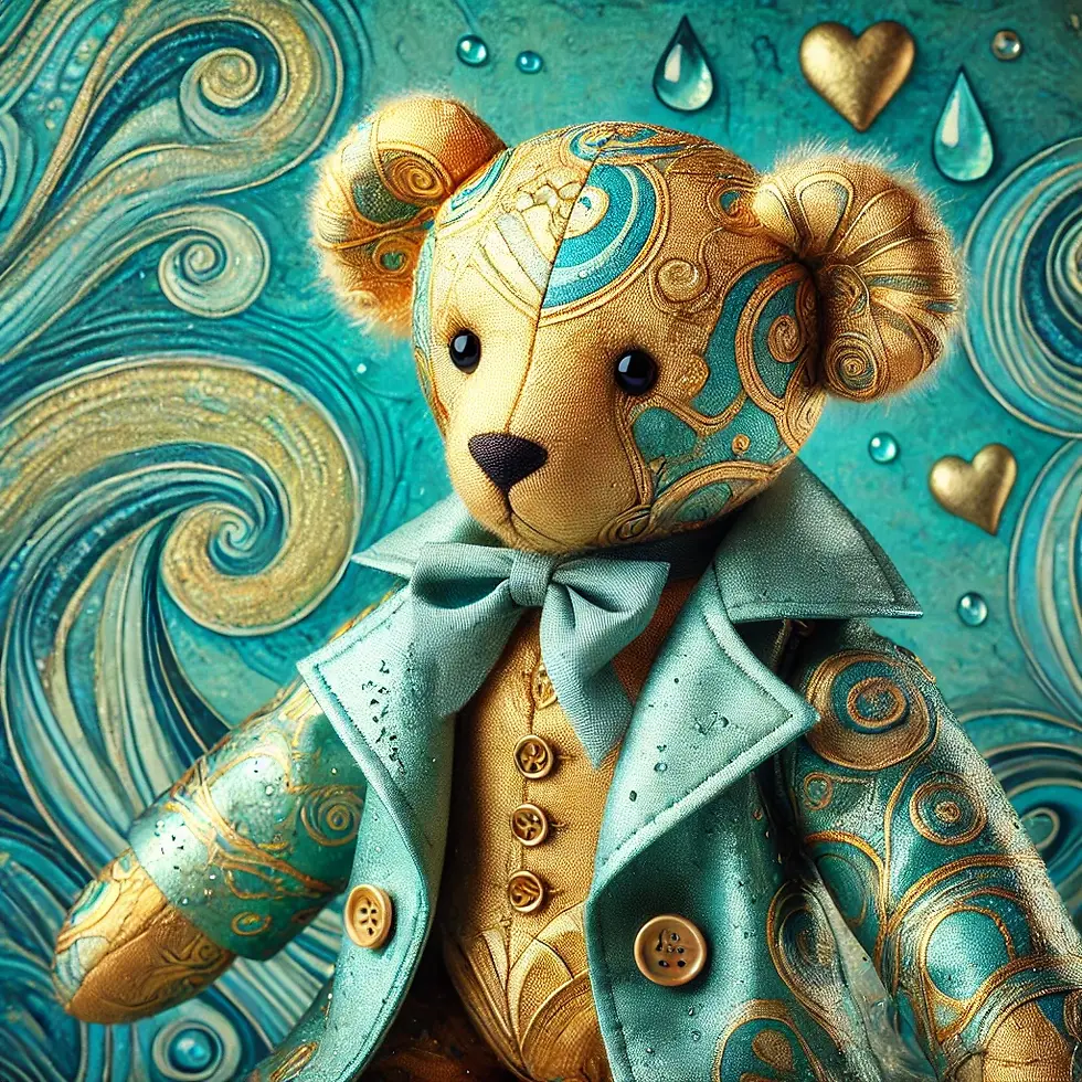 DALL·E 2025-02-10 11.40.14 - A beautiful cloth teddy bear inspired by Art Deco and Gustav