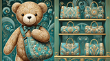 cloth_teal_and_gold_art_decoklimt_teddy_is_showcasing_a_range_of_brightly_coloured_cloth_b