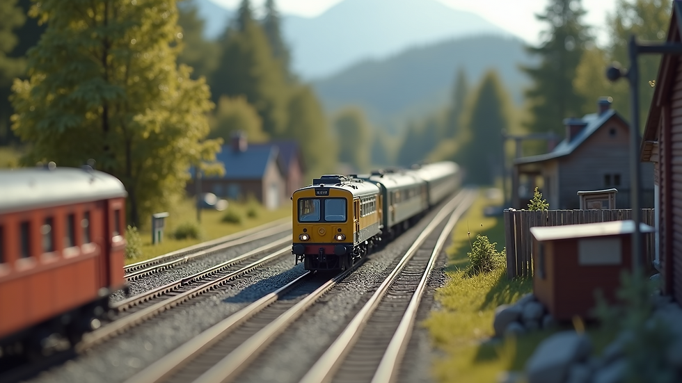 Close-up view of detailed model railway building kit parts