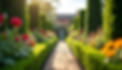 Garden path leading to a English country house