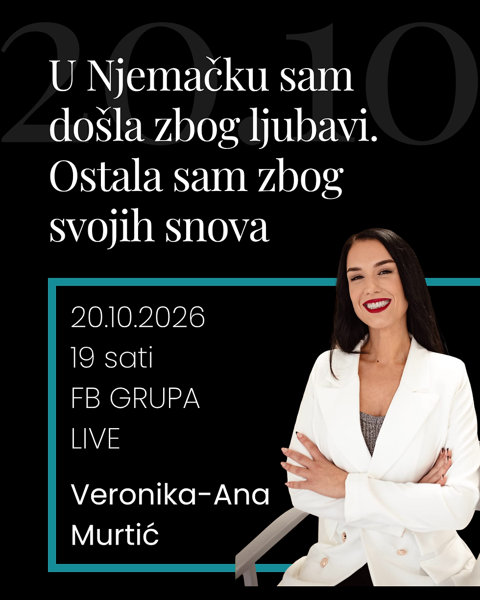 LIVE Veronika-Ana Murtić: U Njemačku sam došla zbog ljubavi. Ostala sam zbog svojih snova