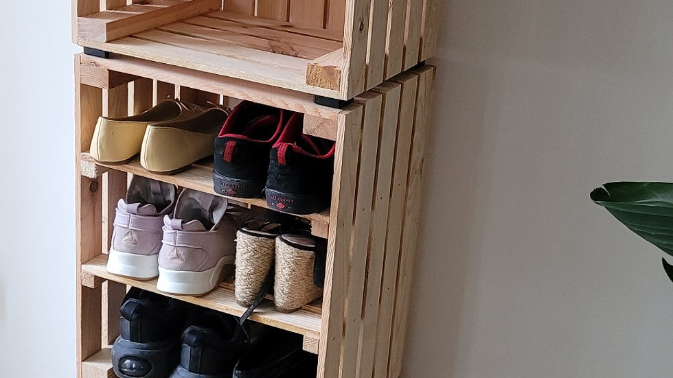 Stackable wooden crate shoe rack storage unit