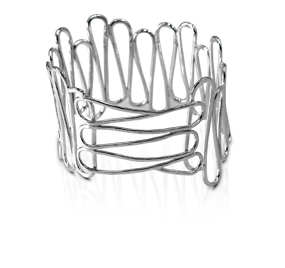 Thumbnail: 925 Sterling Silver Squiggle Statement Bangle