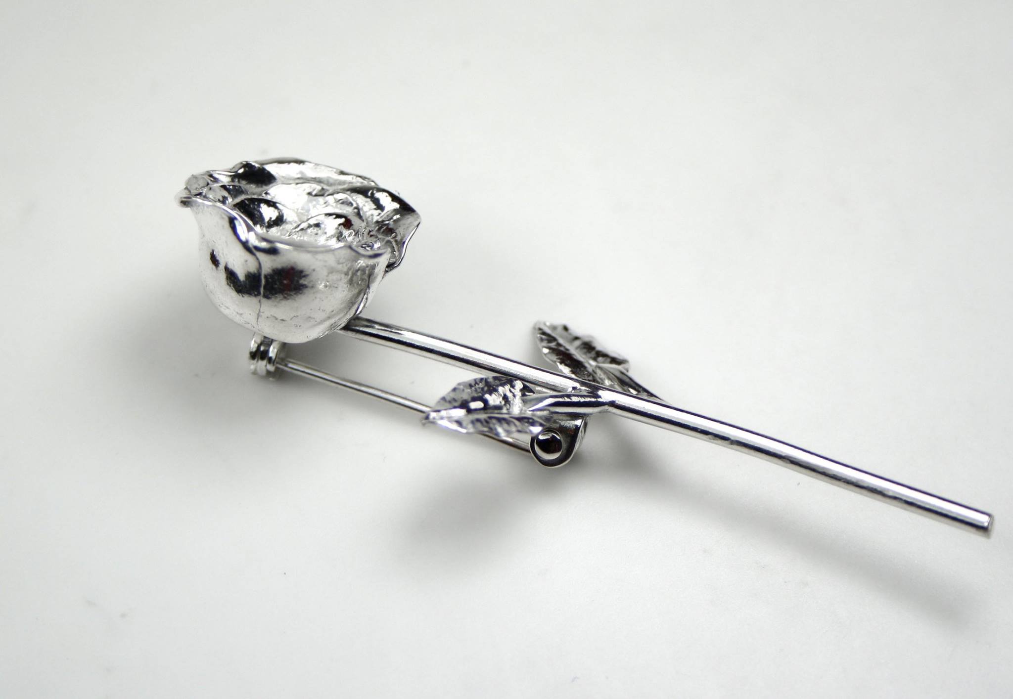 Custom made sterling silver rose brooch