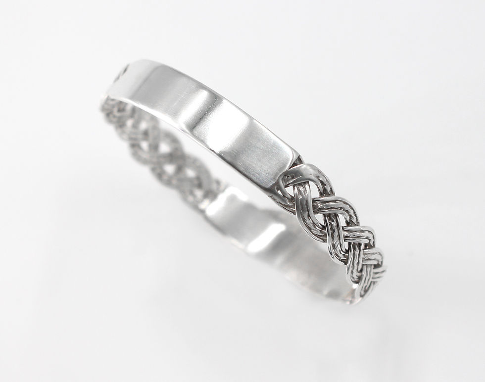 Thumbnail: 925 Sterling Silver Woven Personalised Bangle - Choice of weave and message