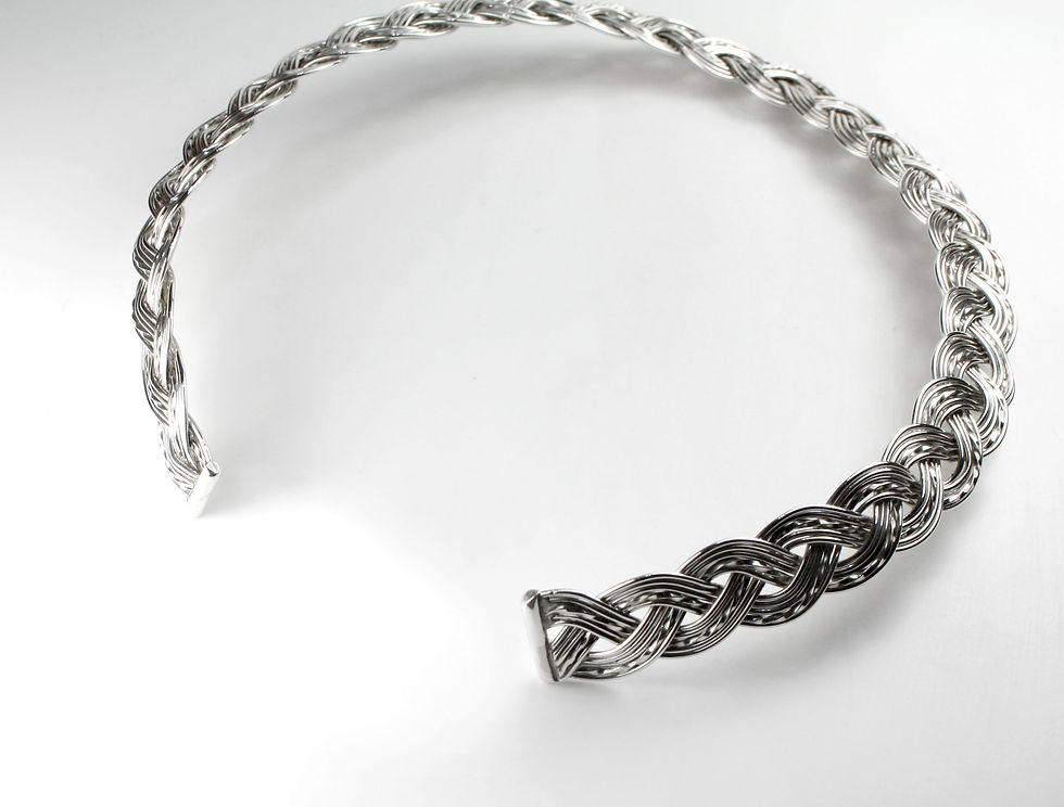Thumbnail: 925 Sterling Silver Woven Three Strand Celtic Torque Necklace
