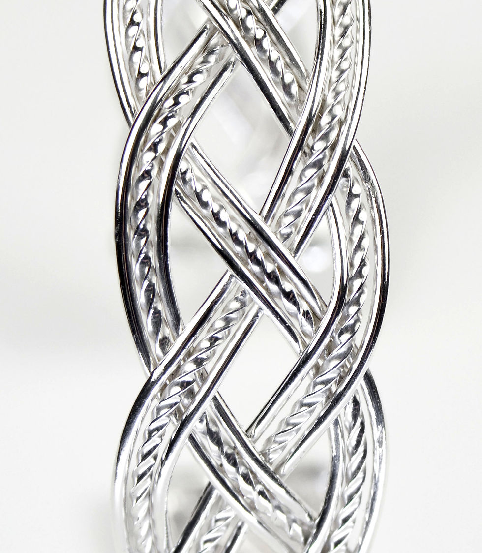 Thumbnail: 925 Sterling Silver Four Strand Woven Cuff