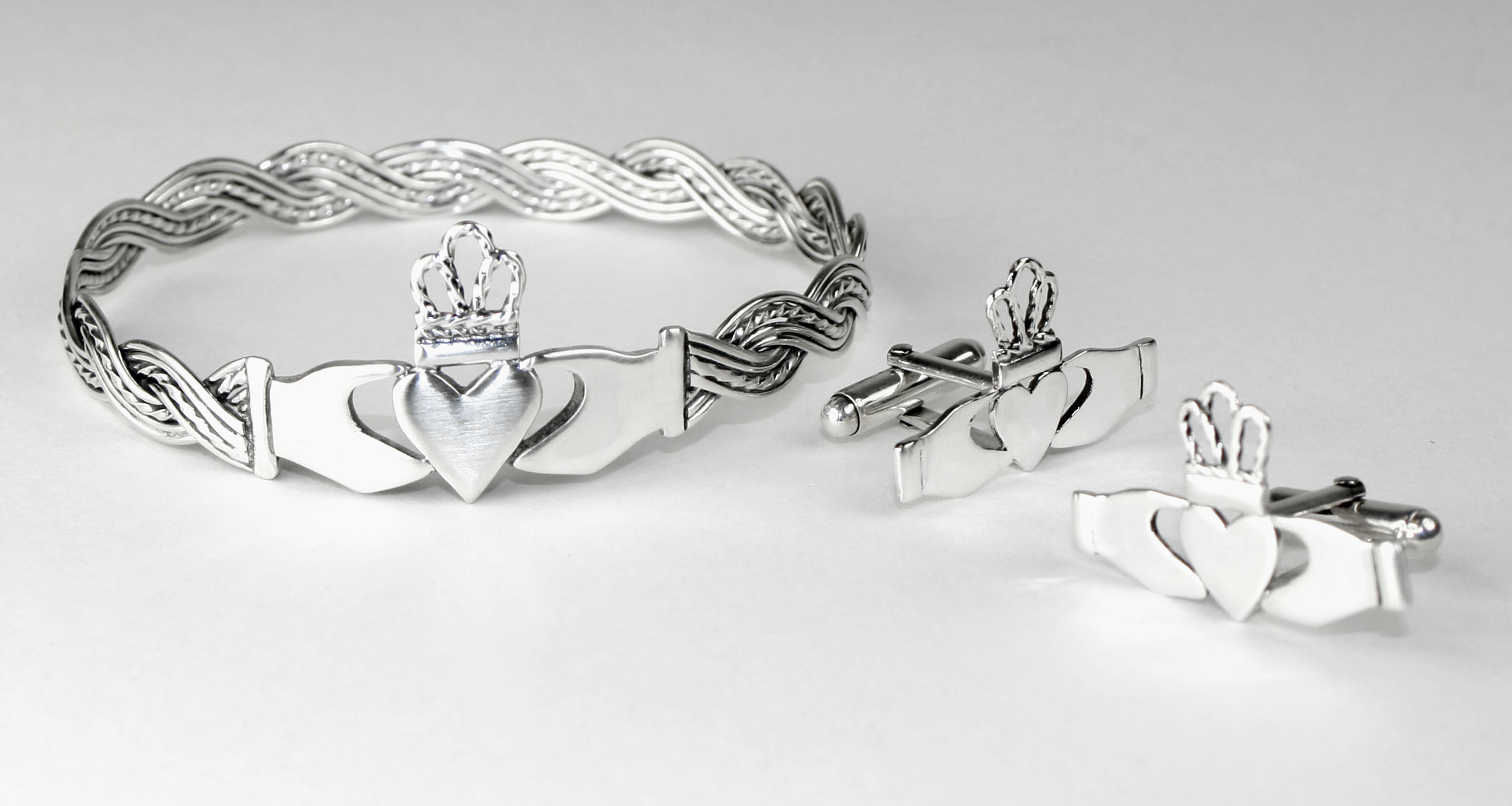 Custom made Claddagh bangle and cufflinks