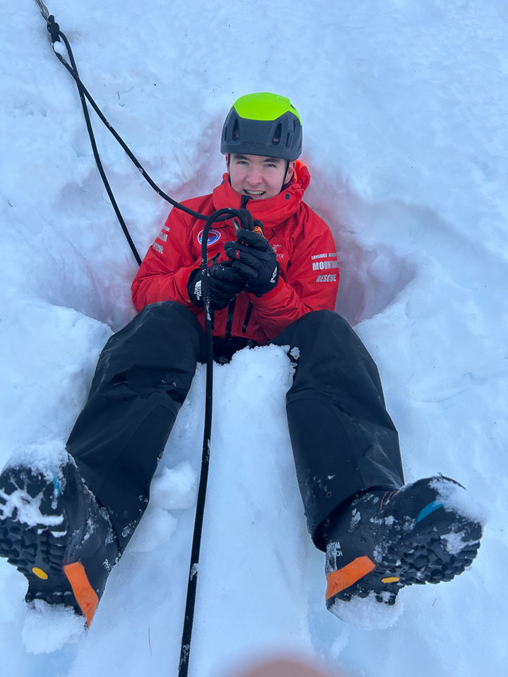 Team member practicing winter skills
