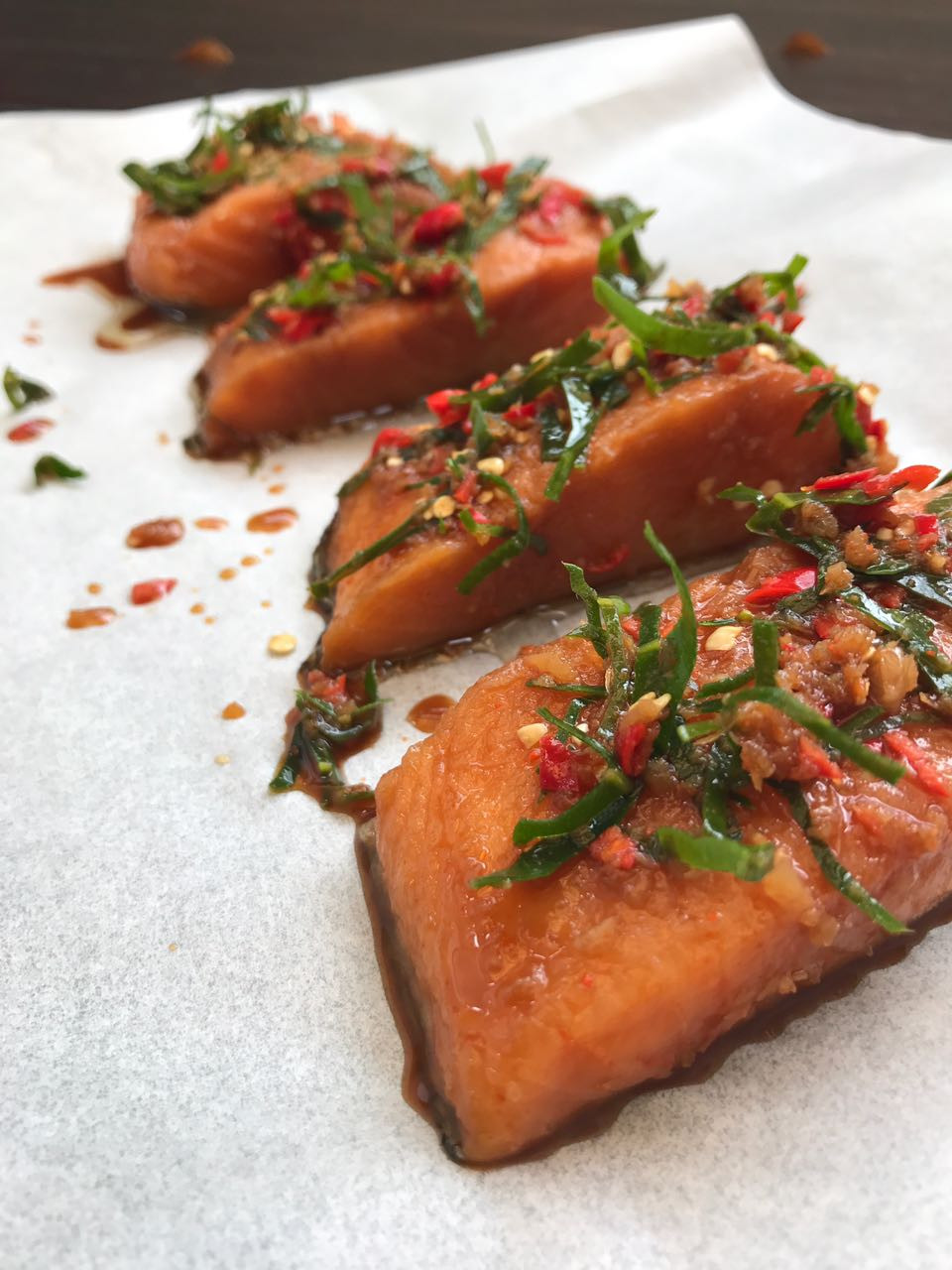 Thai Baked Salmon With Kaffir Lime Marinade
