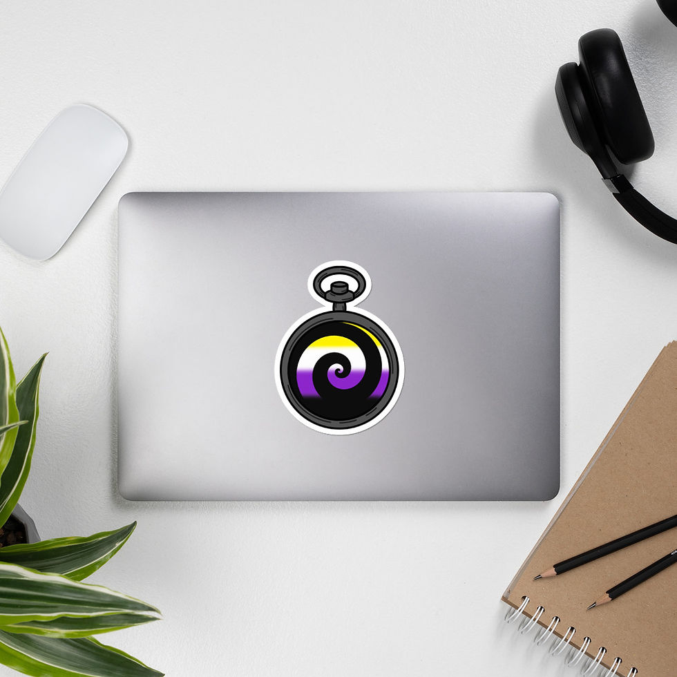 Thumbnail: Nonbinary Pocketwatch Pride Sticker (Black)