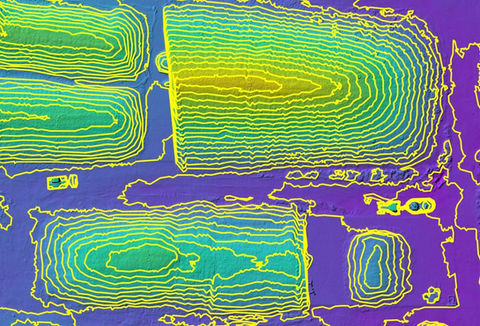 Contour Lines Shown Over Silage Piles