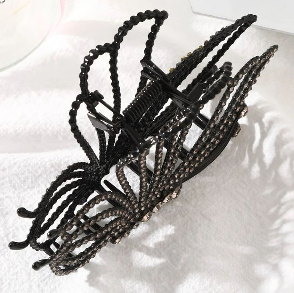 Thumbnail: Gun Metal Rhinestone Butterfly Hair Claw Clip 