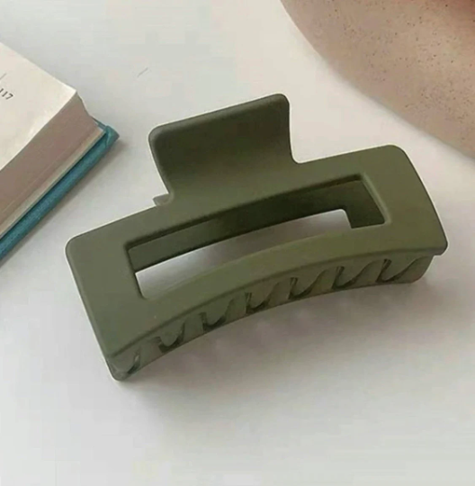Thumbnail: Rectangular Army Green Hair Claw Clip