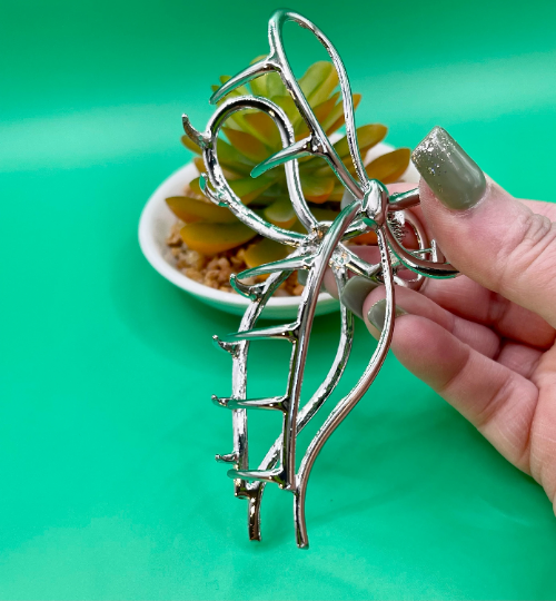 Thumbnail: Gold or Silver Bow Metal Hair Claw Clip