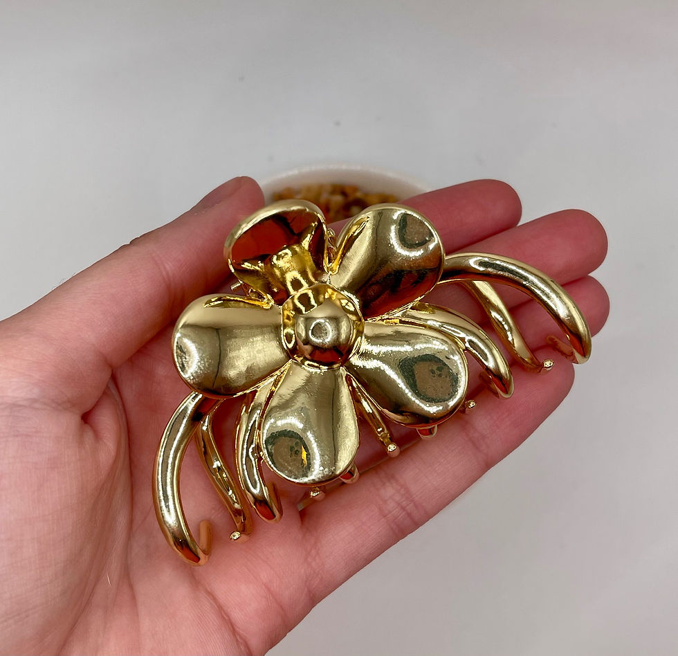 Thumbnail: Classic Gold or Silver Flower Hair Claw Clip