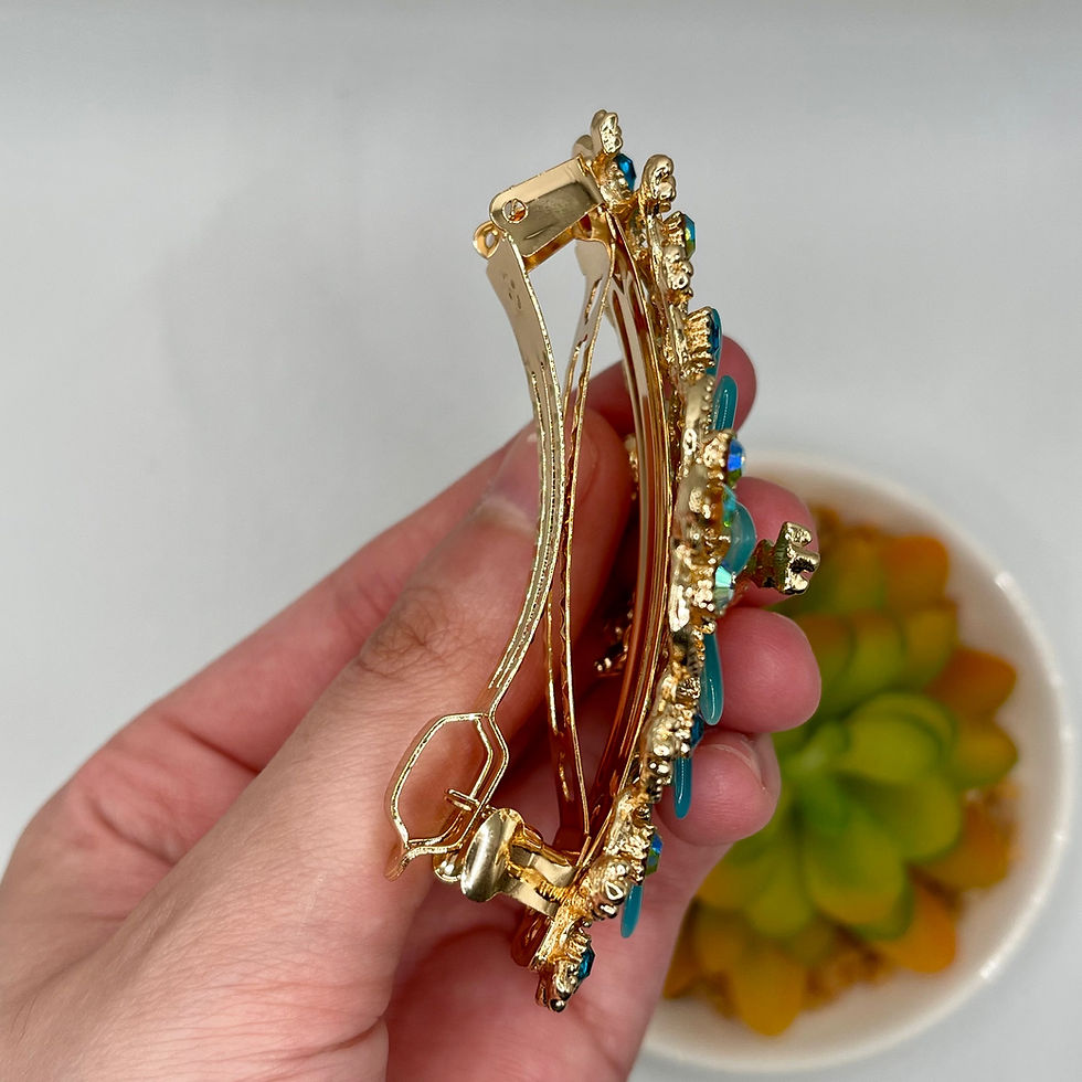 Thumbnail: Peacock Splendor Gold Hair Clip